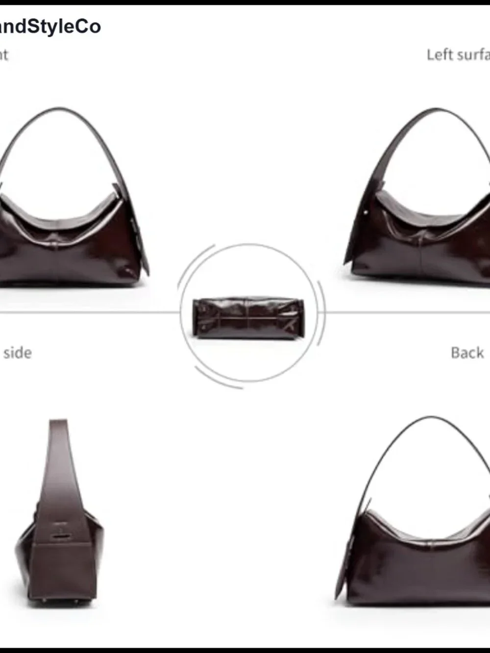 Vintage Glossy Faux Leather Hobo Shoulder Bag Convertible Crossbody Tote